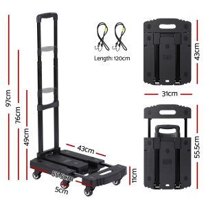 Giantz Folding Hand Truck Platform Trolley Foldable Dolly Cart 200kg Load Black - Image 3
