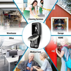 Waterproof Outdoor Wall-Mount Key Lock Box with Push-Button Combination, Black - Image 2
