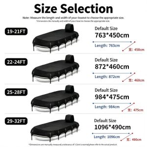 Trailerable 600D Oxford Pontoon Boat Cover, Comes with Separate Universal Outboard Motor Hood, Waterproof UV‑Resistant Boat Cover for Outdoor Storage & Mooring (19-21FT(763*450cm)) - Image 2