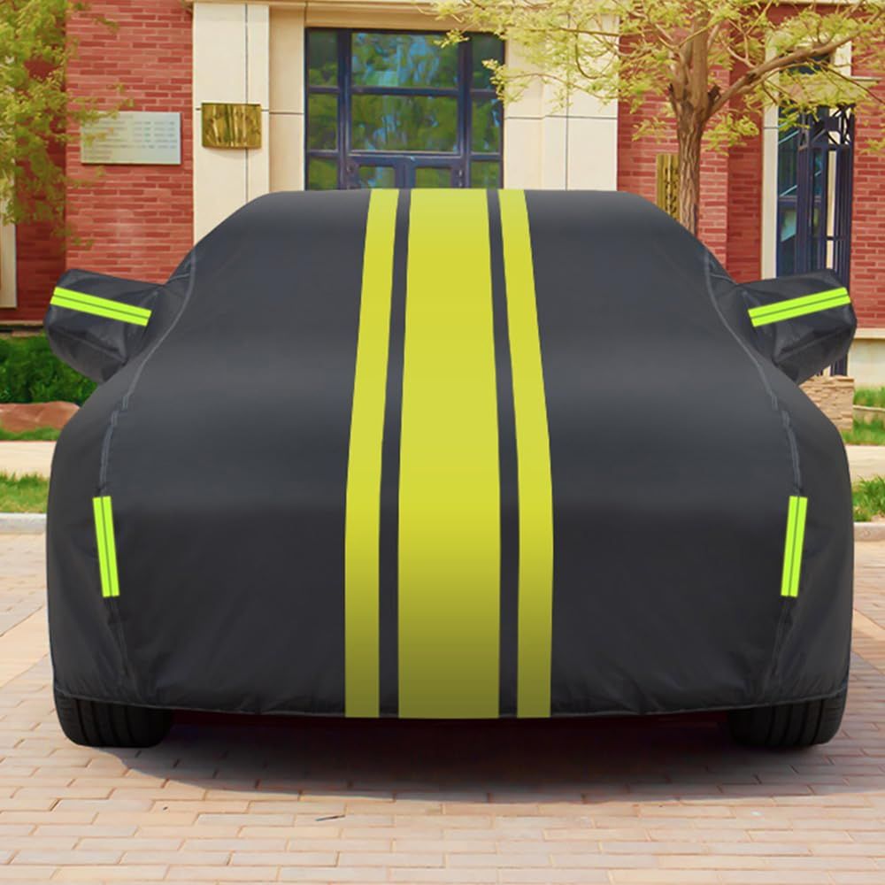 Large Hatchback Car Cover – Waterproof All-Weather Breathable & Windproof Full Car Cover for Snow, Rain, Dust & UV Protection, Ideal for Winter and Summer Use(Black)