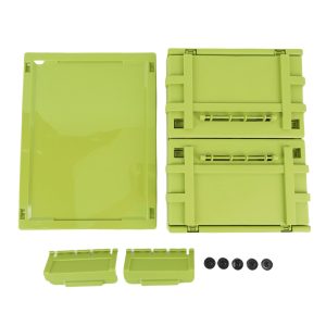 Storage Bin with Lid 20L Stackable Storage Container with Wheels Folding Storage Box Closet Organizer Storage for Bedroom Living Room Office Green S - Image 3