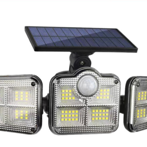 Solar Security Lights Outdoor Motion Sensor 122 LED - 3 Adjustable Heads Flood Light with Remote IP65 Waterproof for Garden & Garage - Image 1