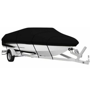 Black Heavy Duty Waterproof V-Hull Boat Cover 11-13FT Marine Grade Outdoor UV Protection for Australian Storage and Mooring - Image 1
