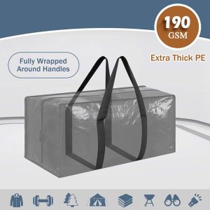 4 Pack ( 2 Dark Blue+2 Black ) Extra Heavy Duty Large Moving Bags with Strong Zipper & Comfortable Handles, Sturdy & Durable Clothes Storage Bags Totes Bins, Packing Moving Boxes for Clothes, Bedding, Dorm & Travel, - Image 3