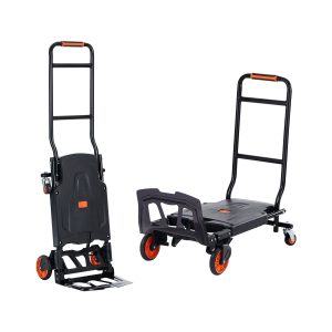 Aluminum Hand Truck, 2 in 1, 136 kg Max Load Capacity, Heavy Duty Industrial Convertible Folding Hand Truck and Dolly, Utility Cart Converts from Hand Truck to Platform Cart with Rubber Wheels - Image 1