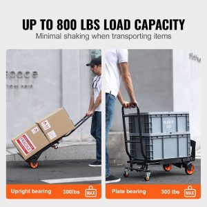 Aluminum Hand Truck, 2 in 1, 136 kg Max Load Capacity, Heavy Duty Industrial Convertible Folding Hand Truck and Dolly, Utility Cart Converts from Hand Truck to Platform Cart with Rubber Wheels - Image 2