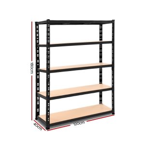 Giantz 1.8M Garage Shelving Warehouse Rack Pallet Racking Storage Shelve Black - Image 2