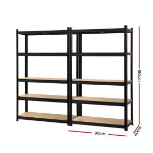 Giantz 2x1.8M Garage Shelving Warehouse Rack Pallet Racking Storage Shelf Black - Image 2