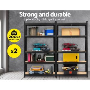 Giantz 2x1.8M Garage Shelving Warehouse Rack Pallet Racking Storage Shelf Black - Image 3